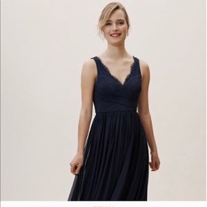 BHLDN navy fleur bridesmaid dress
